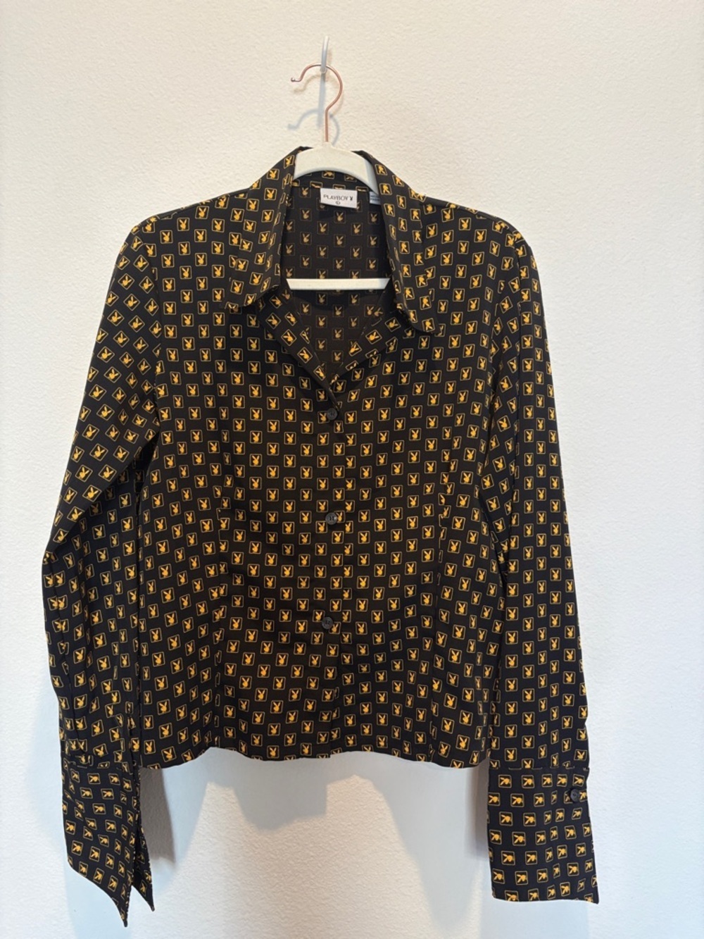 Vintage Playboy Women’s Allover Print Bunny Button Up Shirt